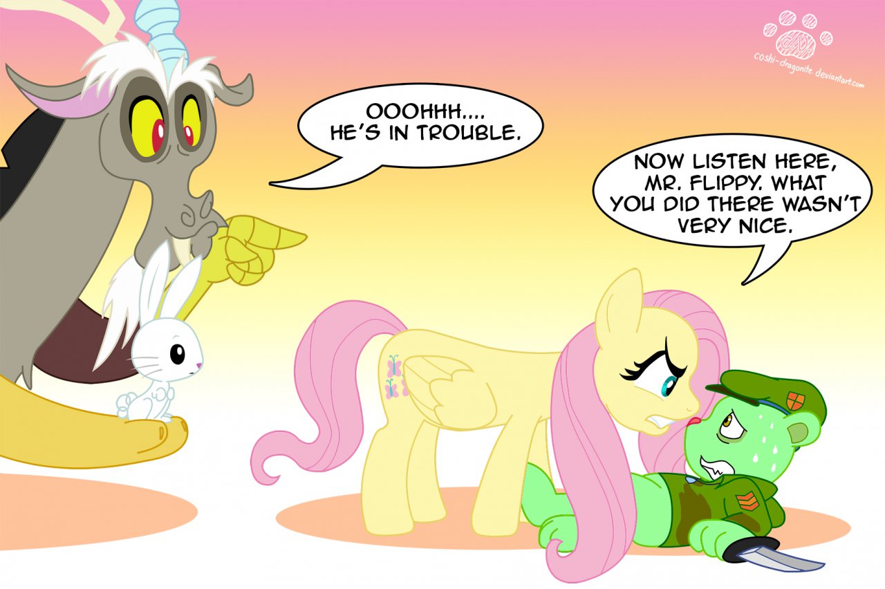 Fluttershy vs Flippy by Coshi_Dragonite -- Fur Affinity [dot] net