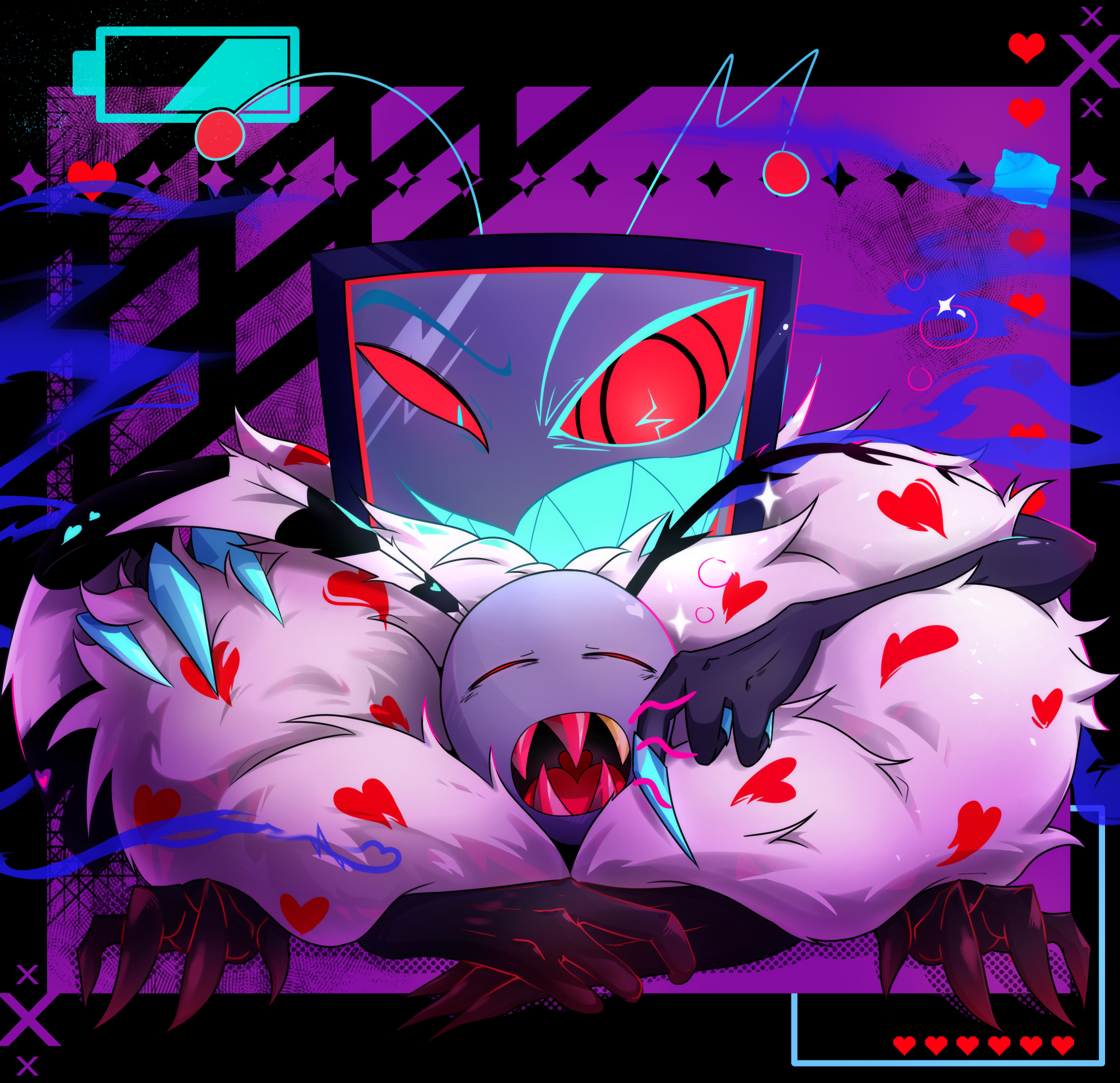 Hazbin Hotel Vox cuddling fluffy Valentino by CPRKaaroo -- Fur Affinity  [dot] net