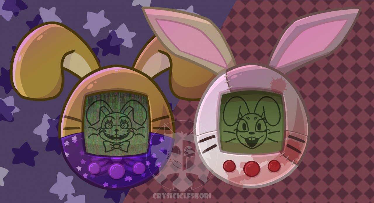 FNaF Tamagotchis - Glitchtrap & Vanny by CrysiciclesKori -- Fur