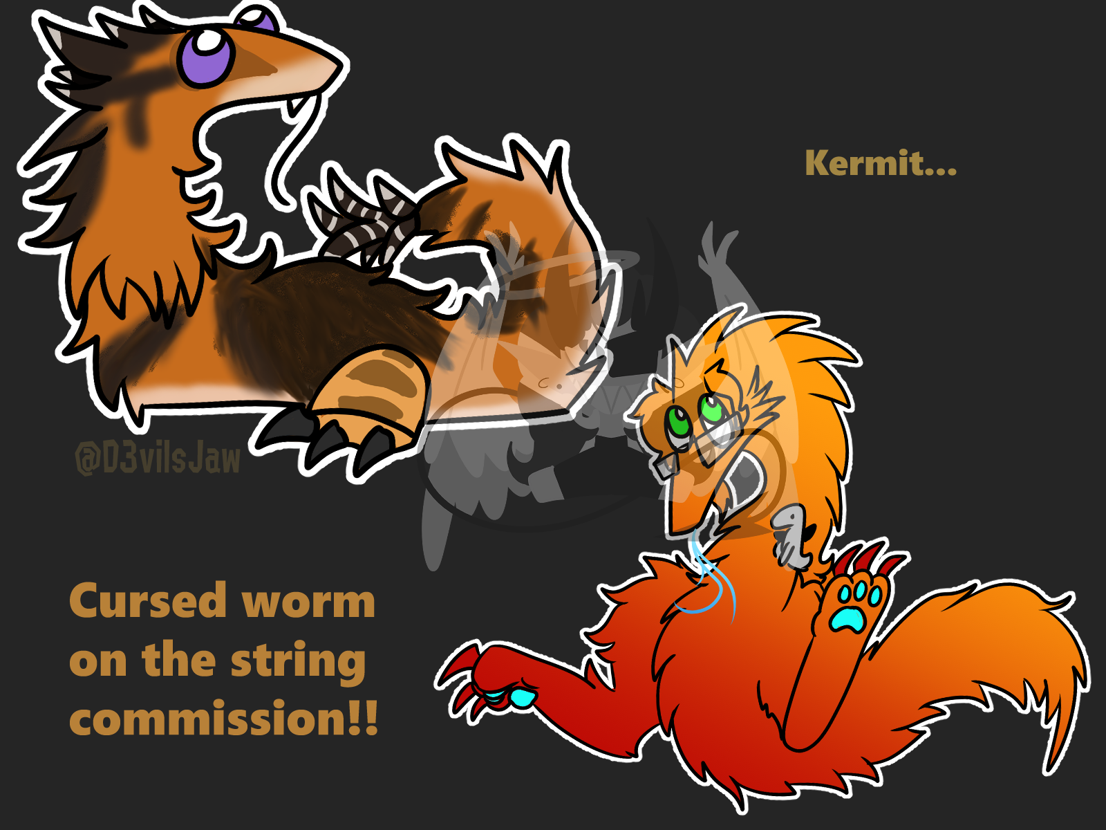 Cursed worm on a string commission by D3viil -- Fur Affinity [dot] net
