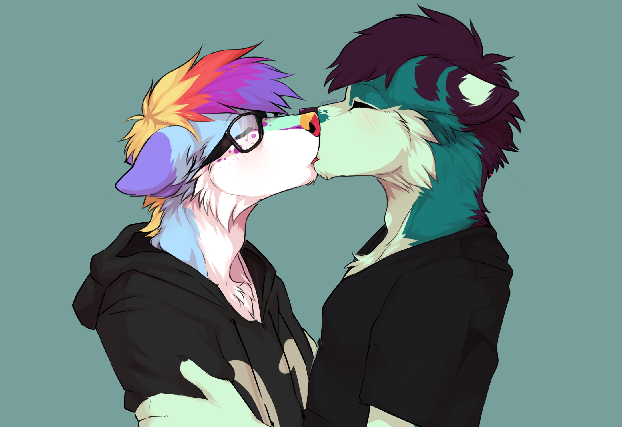 Furry gay kissing