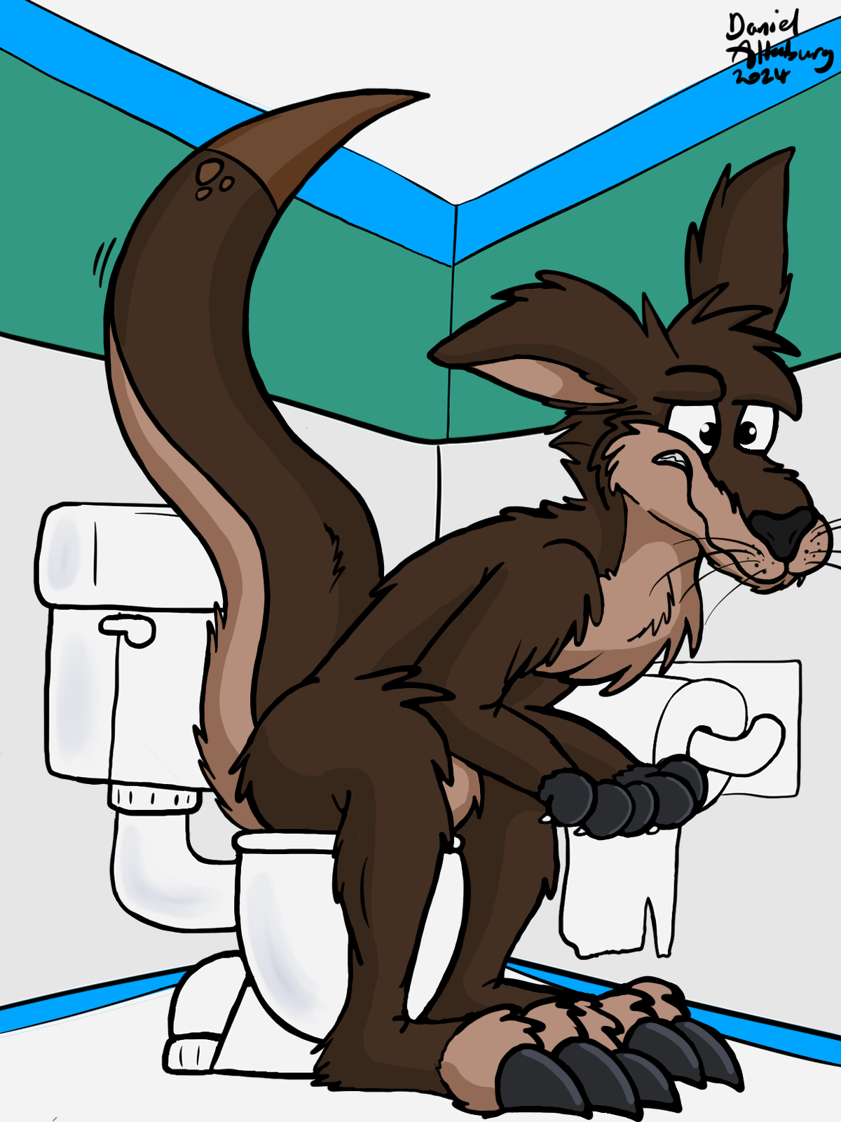 Kangaroo on the toilet