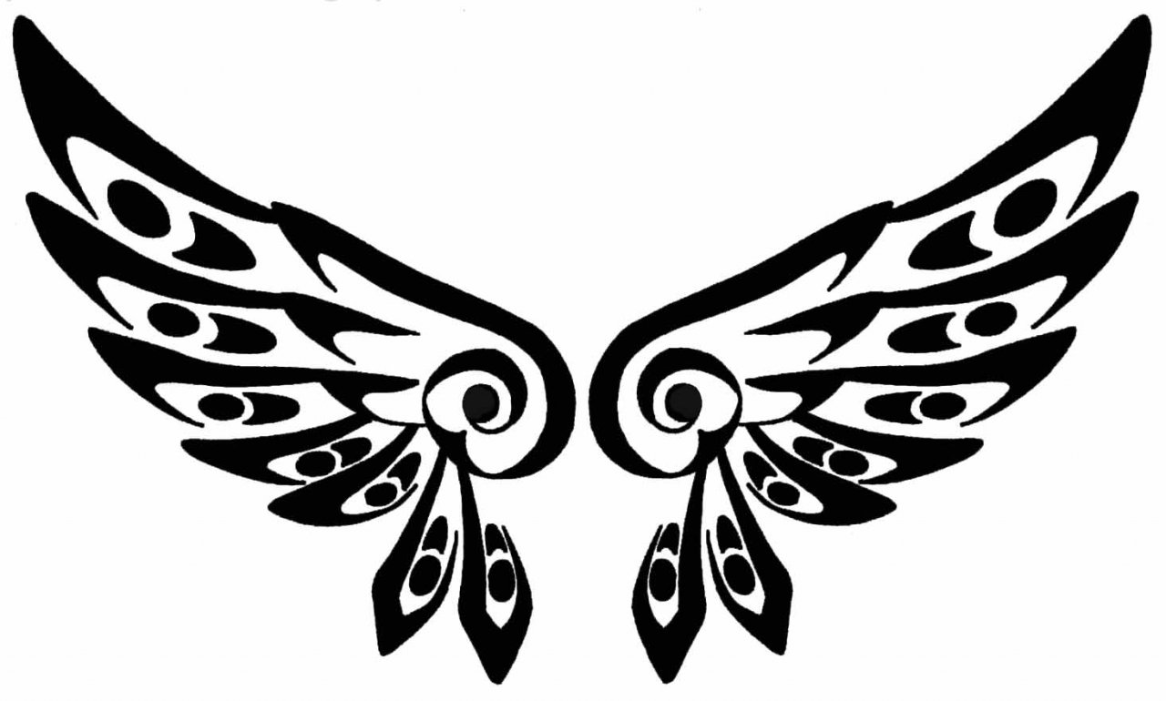 Wing Tattoo Simple - Tribal Angel Wings Tattoo - Free Transparent PNG  Download - PNGkey