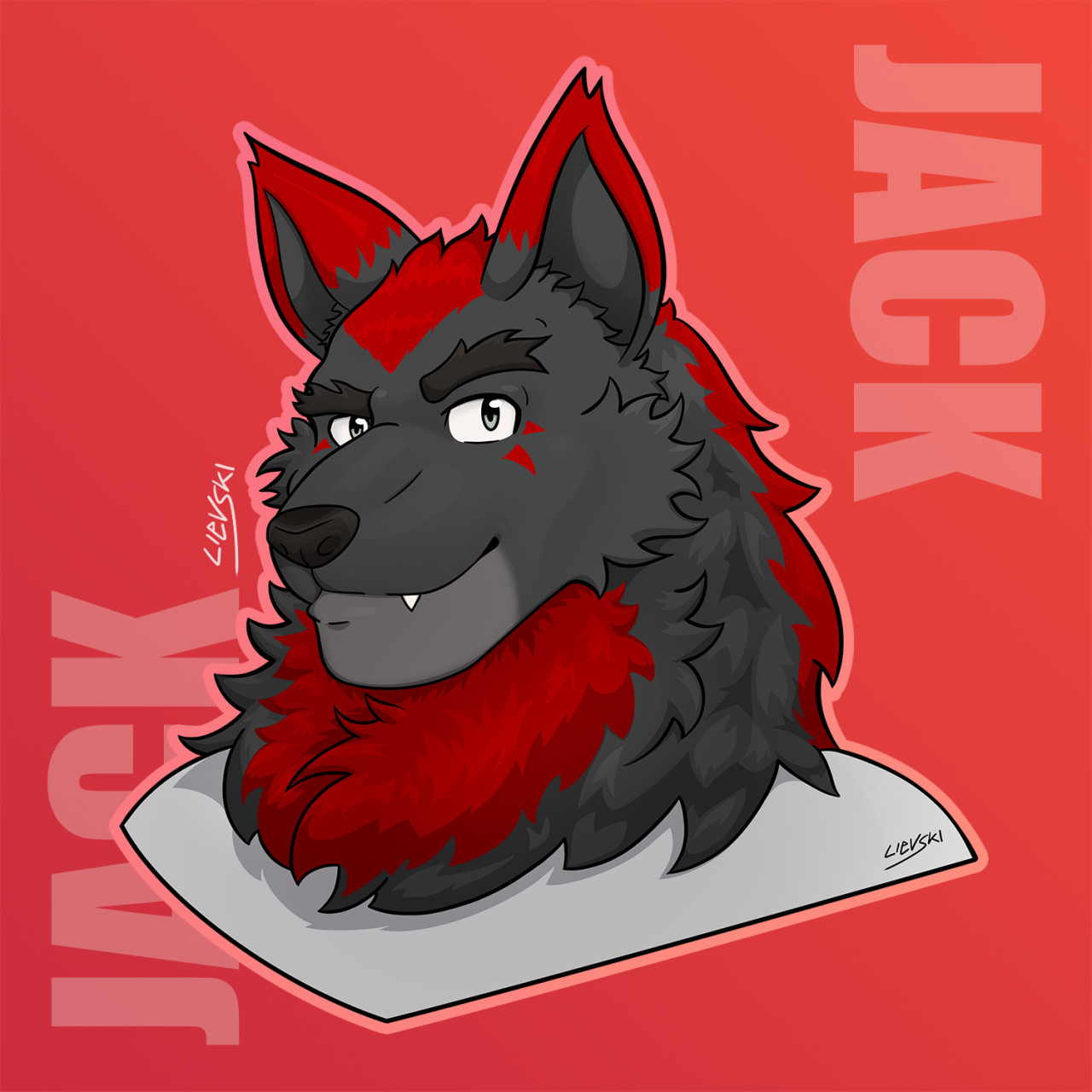 black and red wolf furry