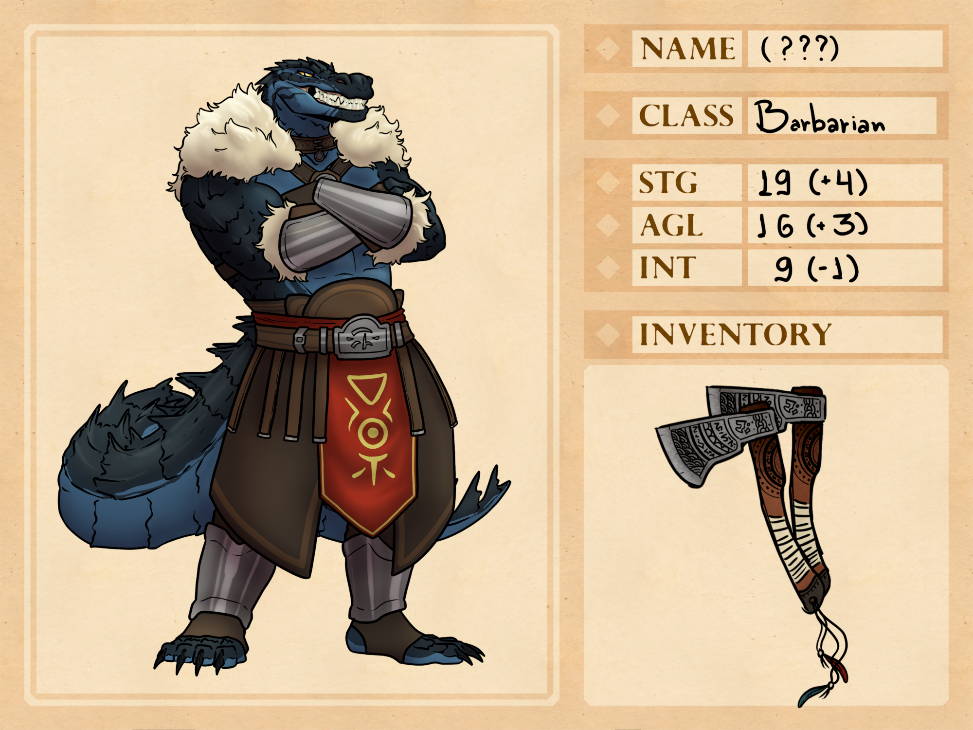 Croco barbarian adopt by DaxlMonitor Fur Affinity dot net