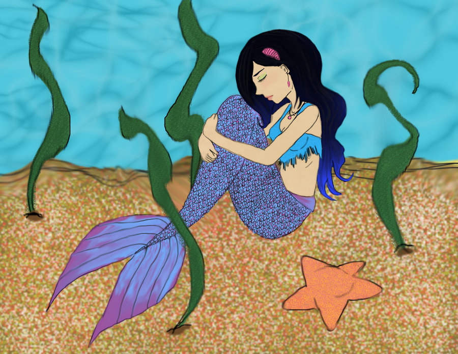 sad mermaid drawings