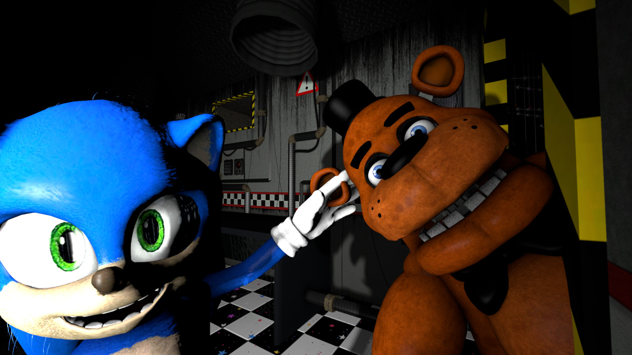 Sonic and Freddy watching Sonic the Hedgehog 2 by dEEEEEES -- Fur