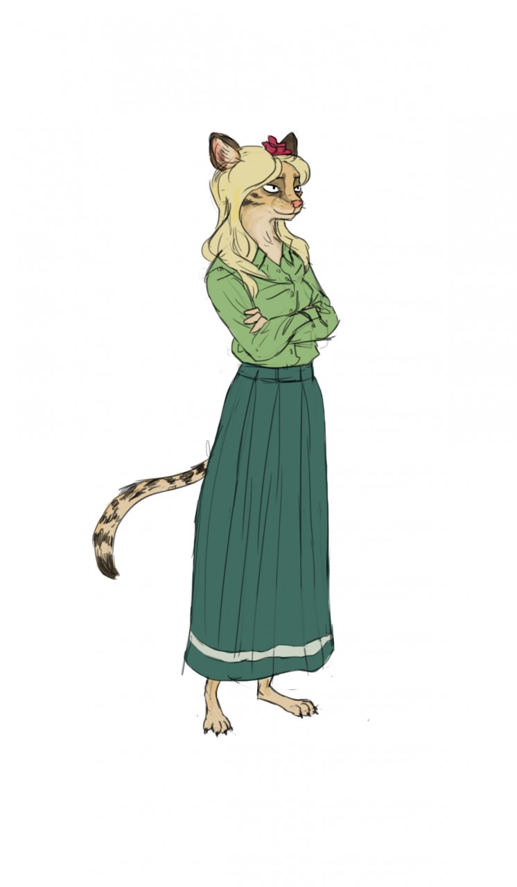 Traditional Def in a long skirt! by DefTheOcelot -- Fur Affinity [dot] net