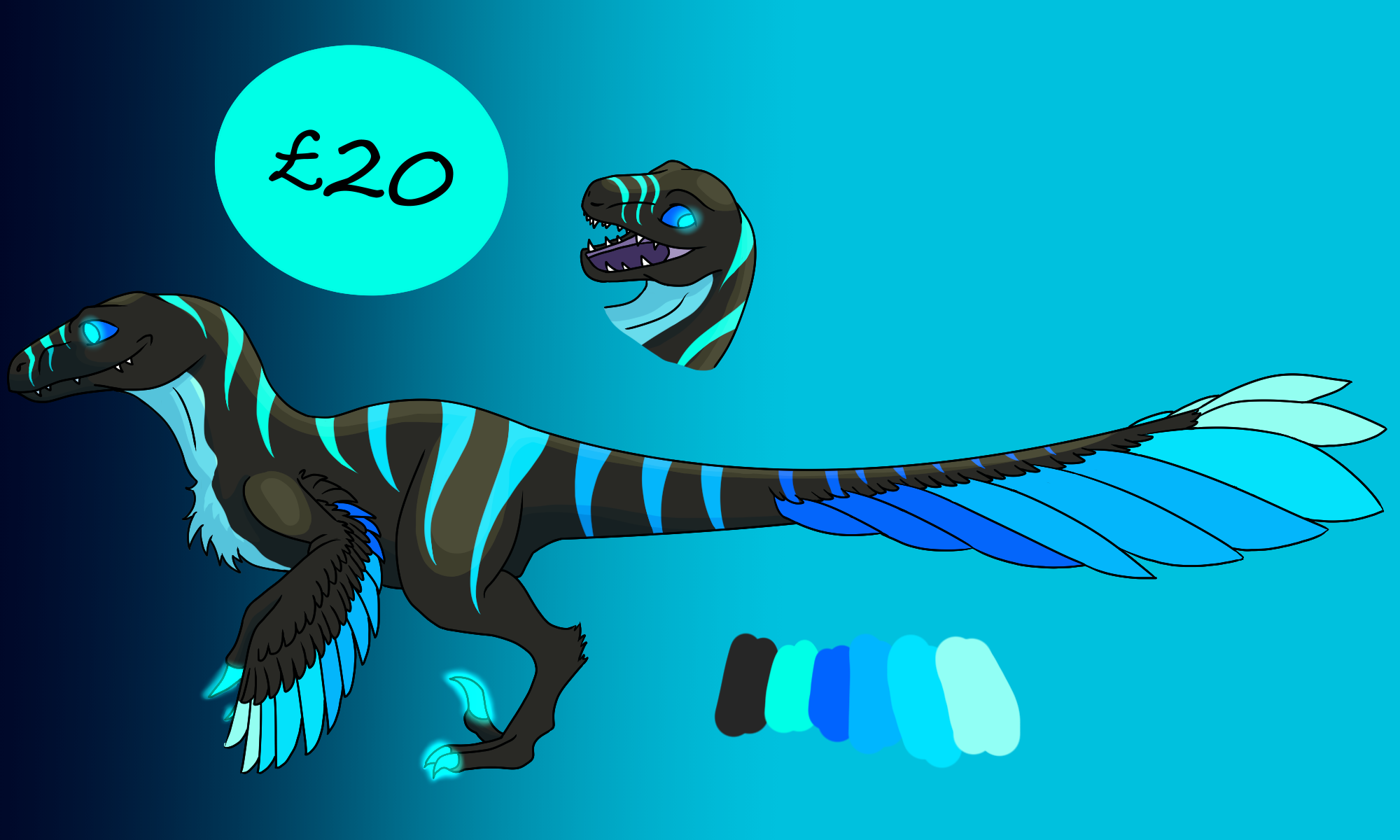 Utahraptor Adopt - Electric Trance (OPEN) by DemonicHeart -- Fur Affinity  [dot] net