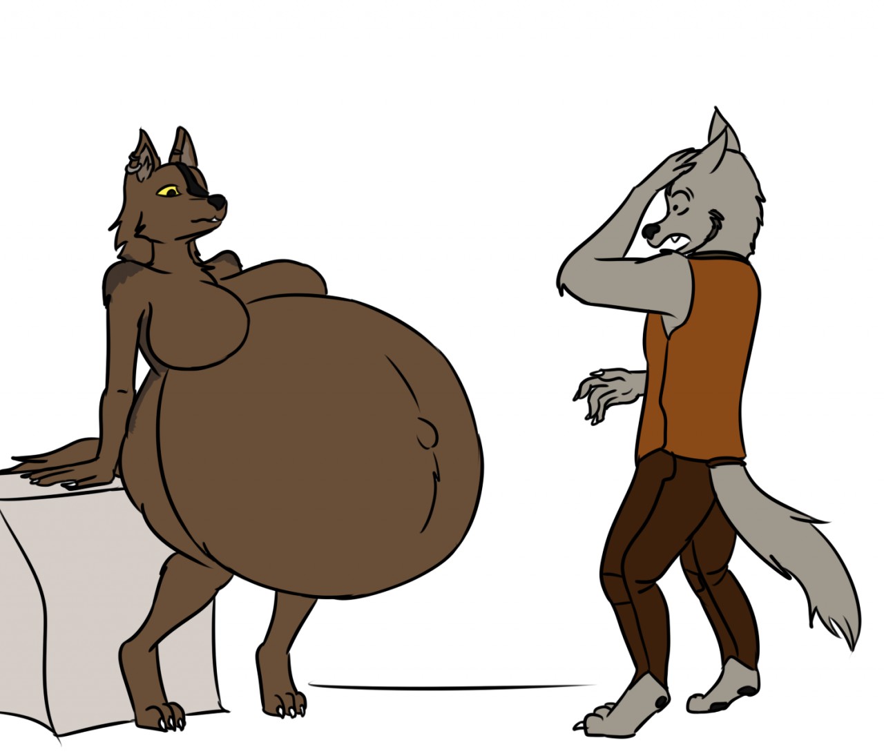 very pregnant wolf