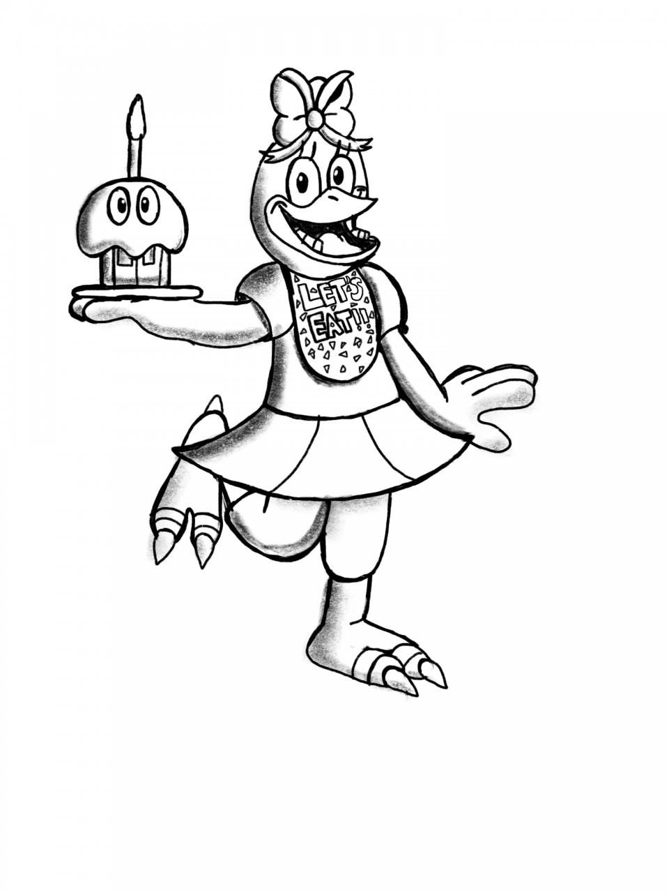 Fnaf 4 Chica Png Black And White Download - Fnaf Withered Chica