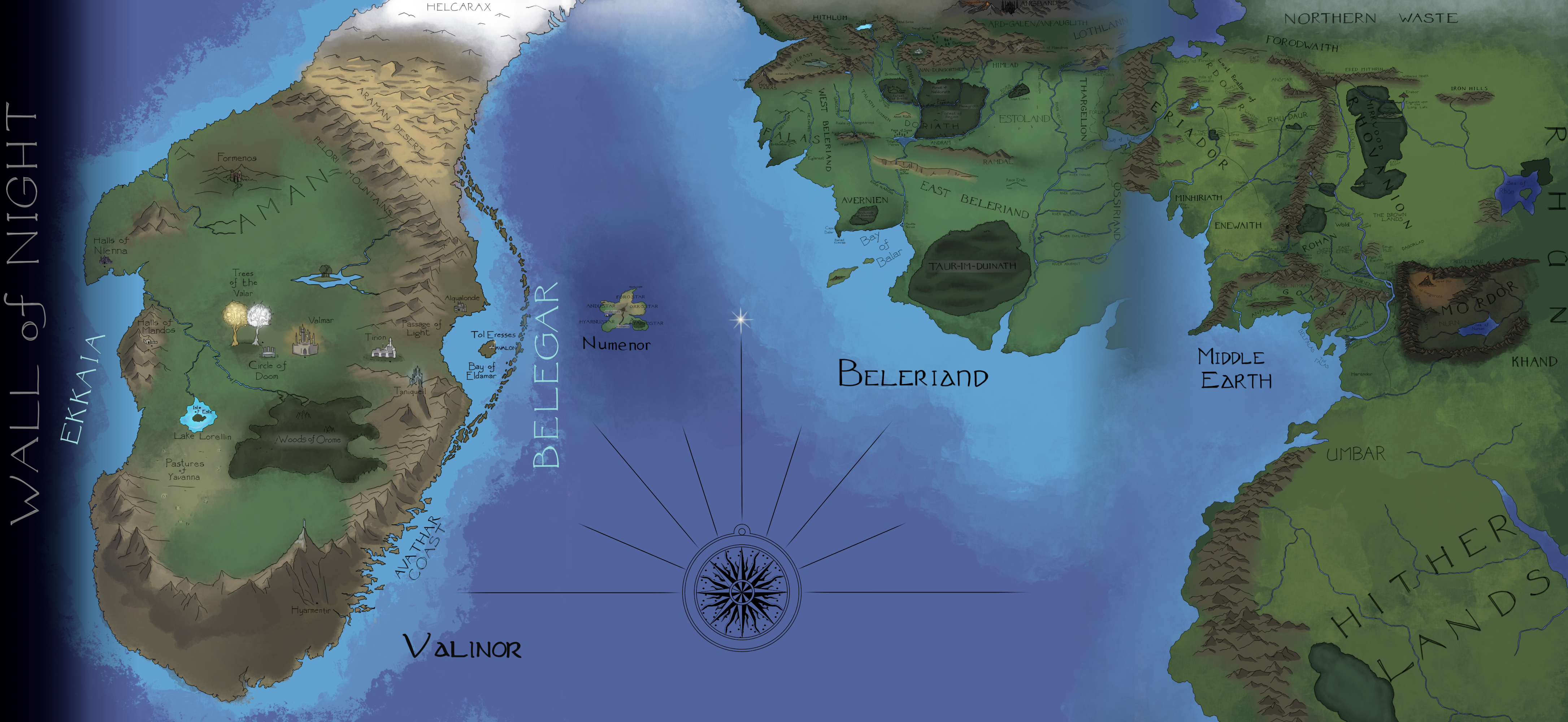 Map Of Middle Earth And Valinor World Of Tolkien By Disturbulator -- Fur Affinity [Dot] Net