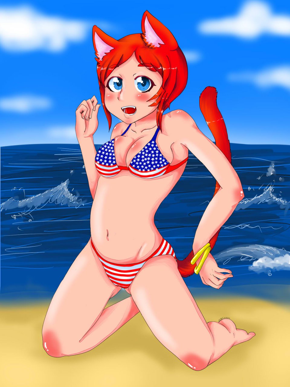 Neko Girl at the Beach by Donber Fur Affinity dot net