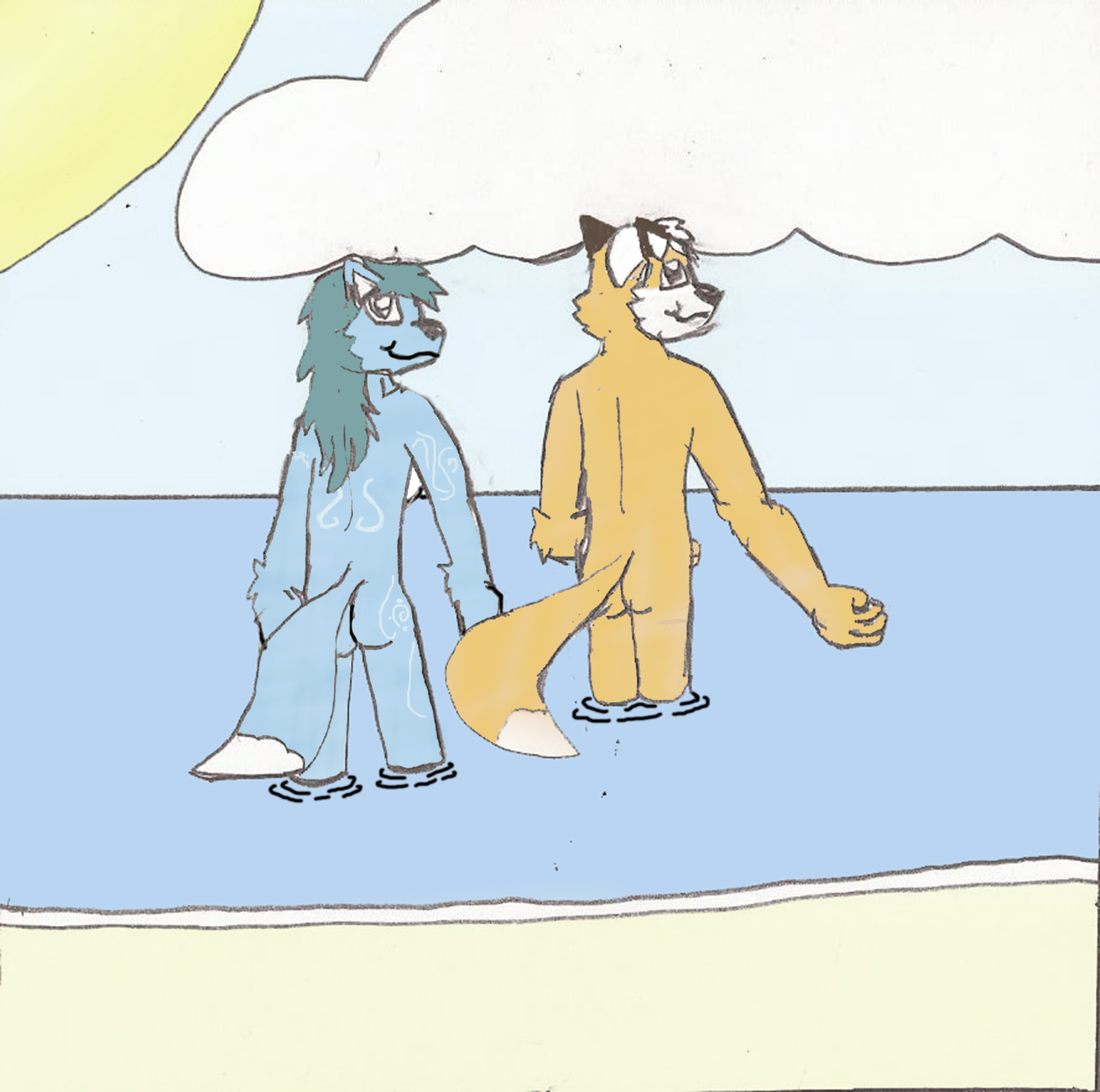 Fox McCloud and Krystal Bathing in the Ocean by DPCBlueFox1991 -- Fur  Affinity [dot] net