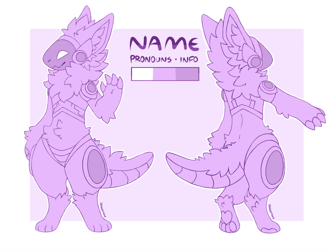 Protogen fursuit reference sheet line art