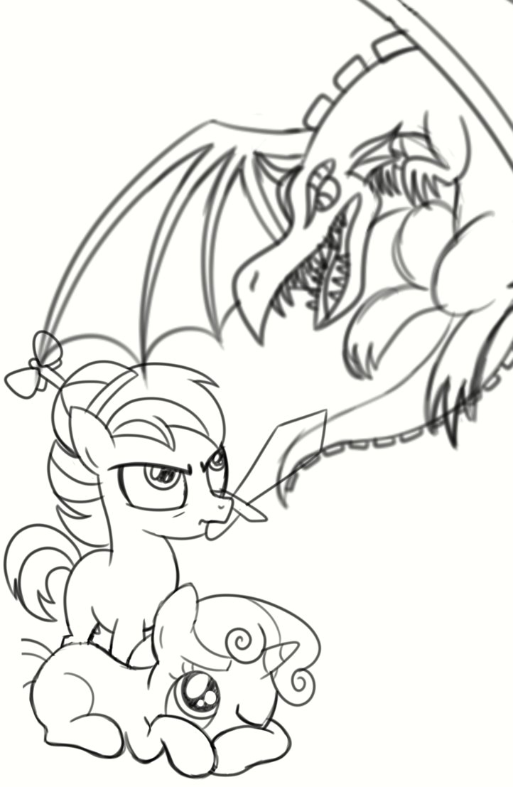 Sketch: Button Mash and Sweetie Belle by drawponies -- Fur Affinity [dot]  net