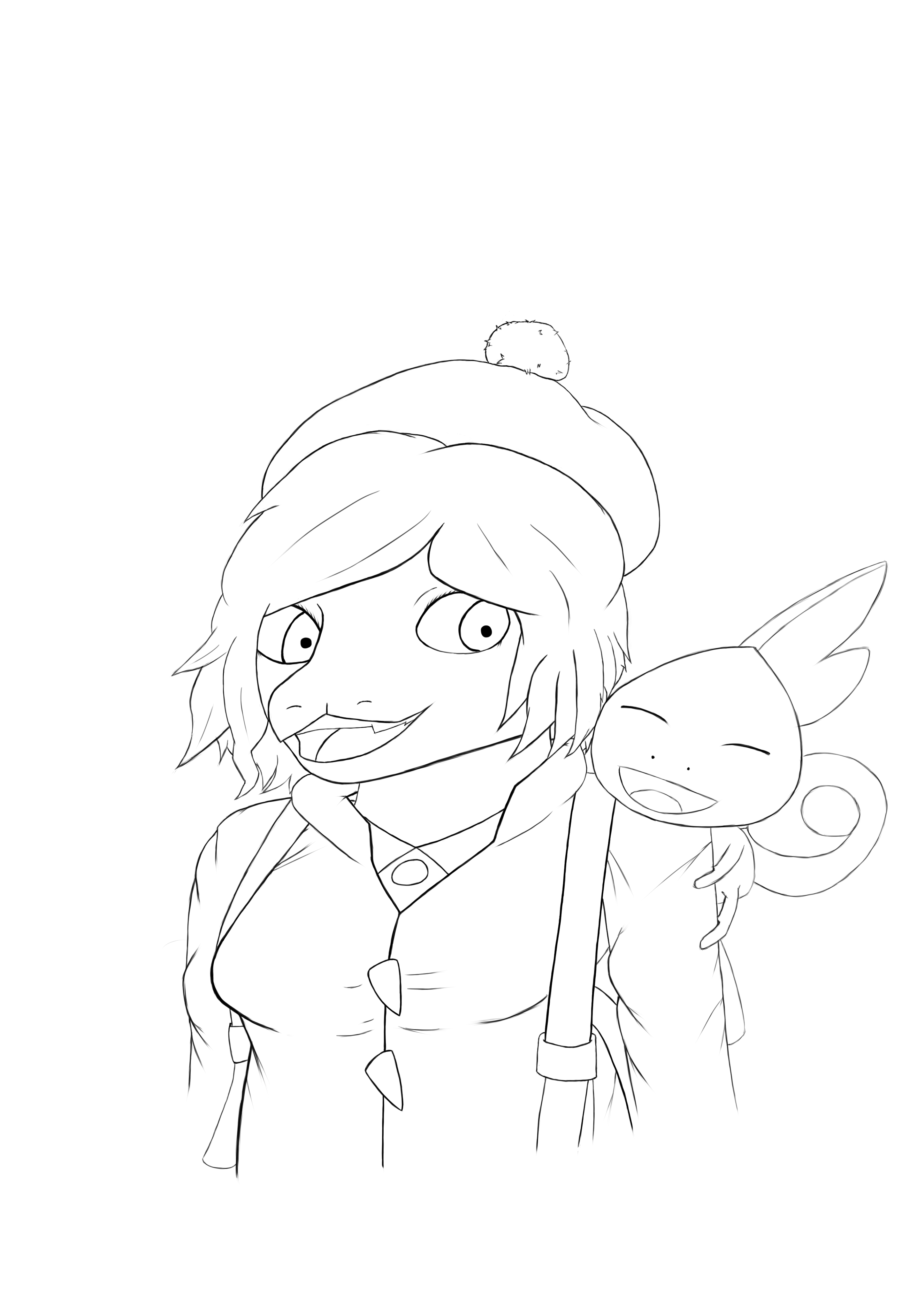 Carla and Sobble (Linework) WIP by Drax1s -- Fur Affinity [dot] net