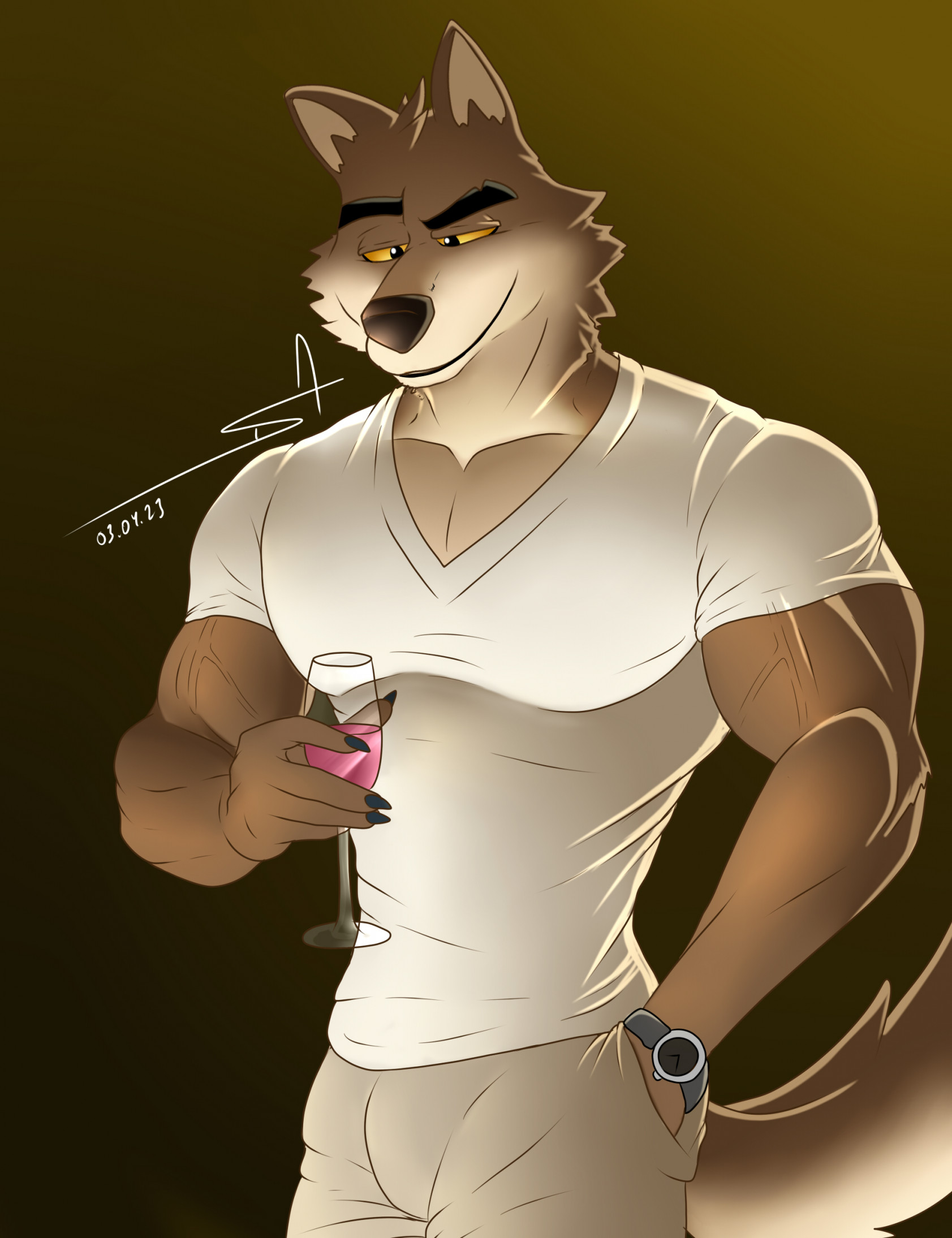 mr wolf enjoys wine by DSA09 -- Fur Affinity [dot] net