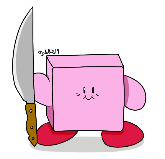 Square Kirby... With a Knife by Dubbhae -- Fur Affinity [dot] net