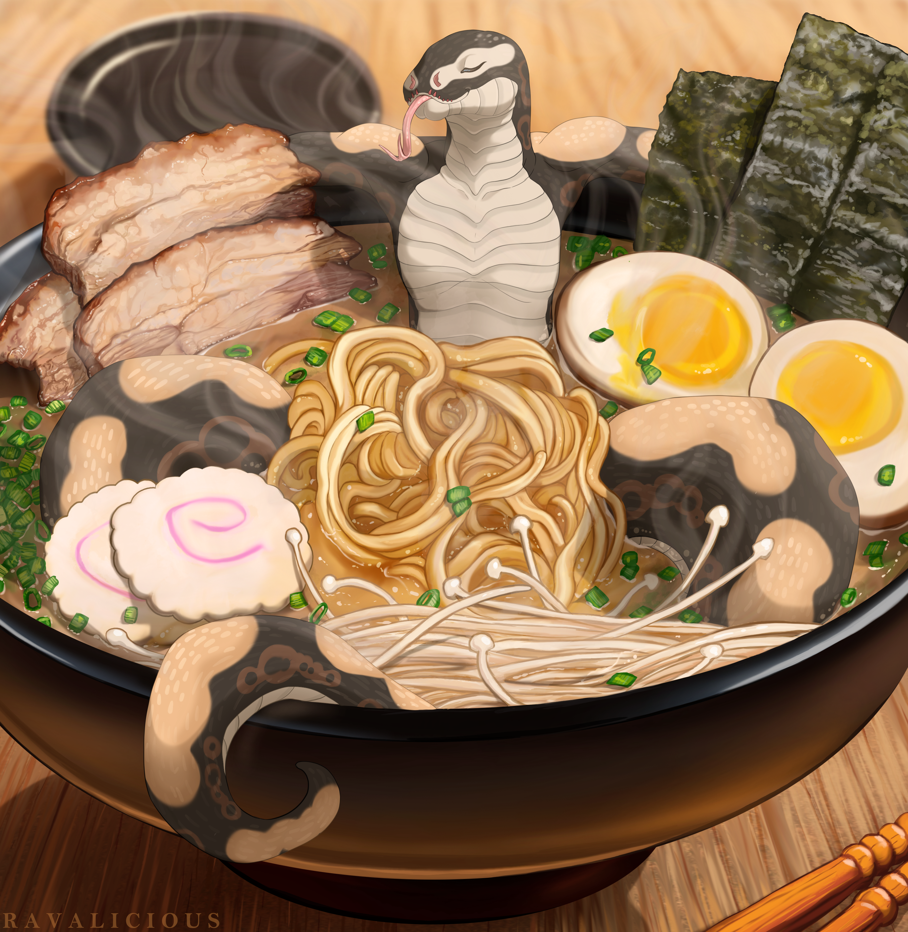 How to create Anime food : “SuzumenoTojimari” Fried udon with potato salad  - Japan Pop Culture Detail