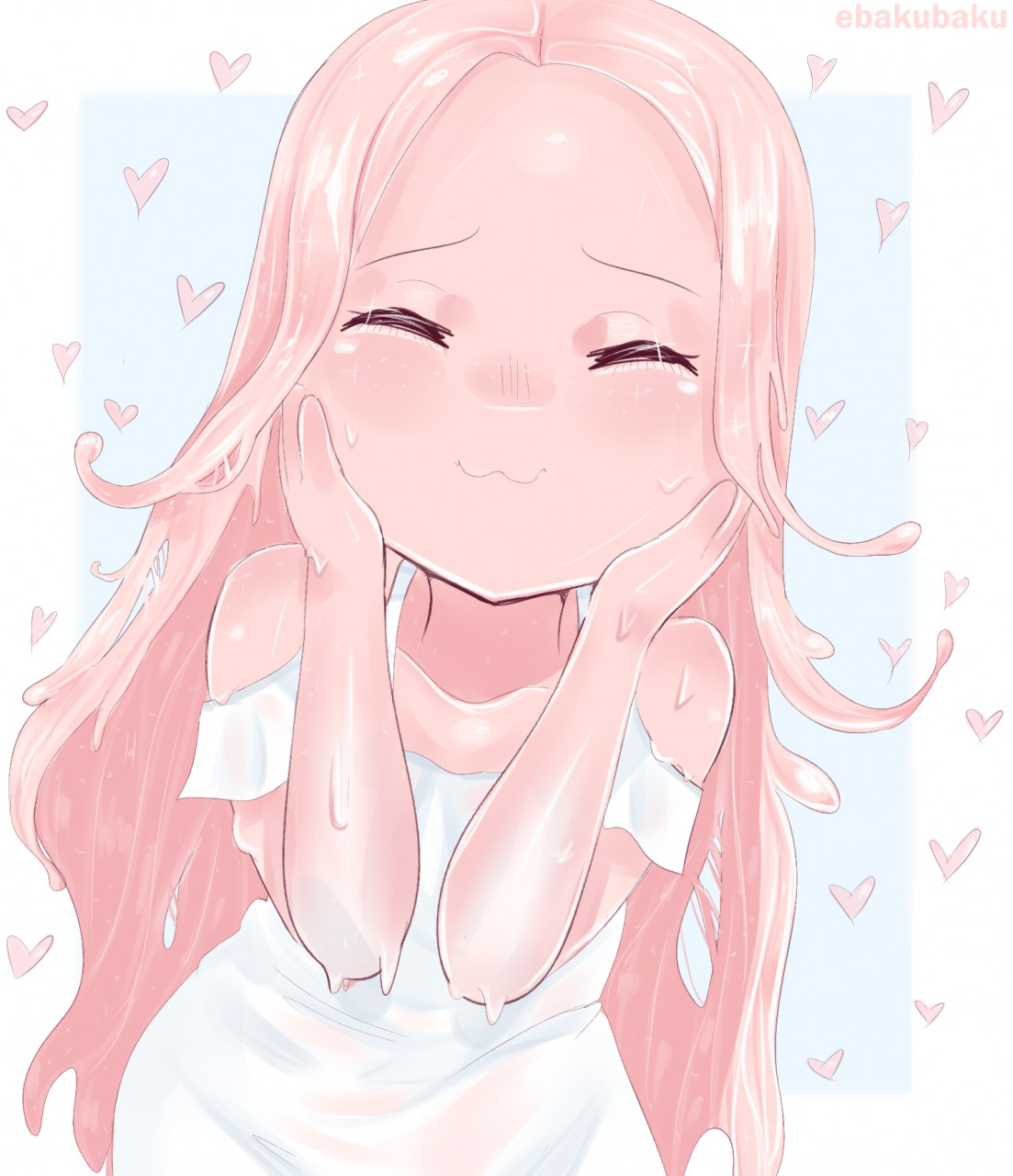 Kawaii anime girl with long pink hair uwu