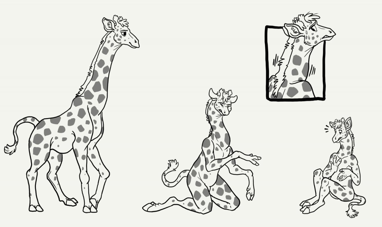 Giraffe to Anthro TF by silverclaw1. 