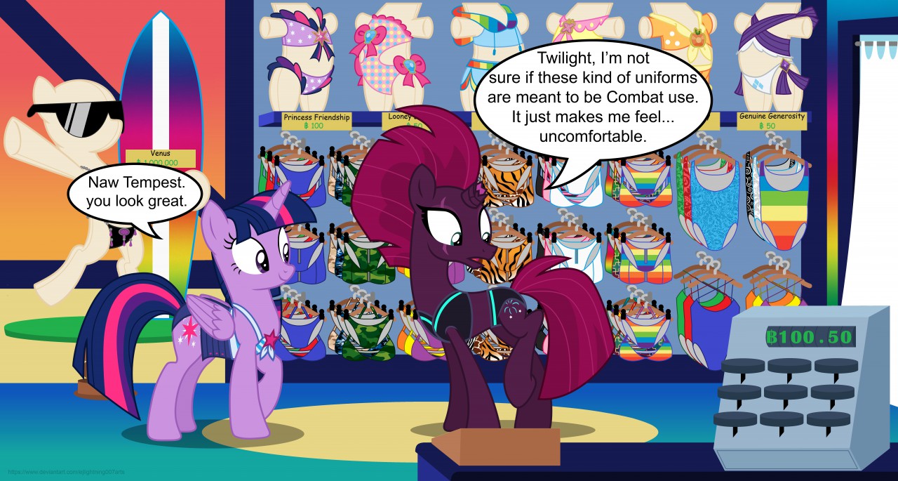 Tempest And Twilight At A Bikini Store By Ej Lightning 007 Fur Affinity Dot Net The leader of the mane 6, she shares the magic of friendship with everypony she meets. tempest and twilight at a bikini store