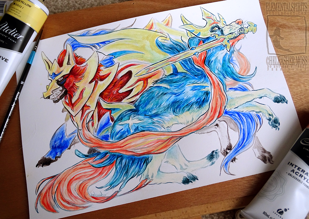 zacian, zacian, zamazenta, and zamazenta (pokemon) drawn by yagita