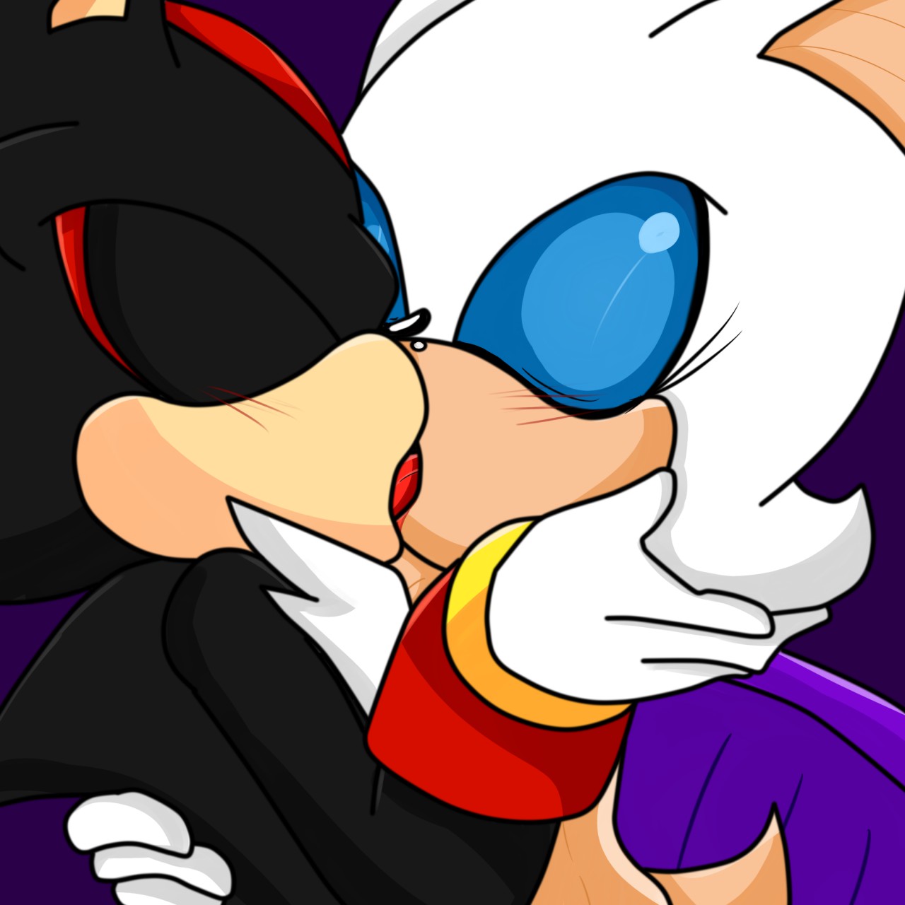 rouge and shadow kissing