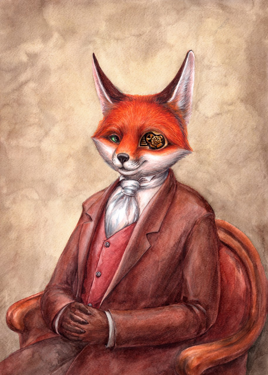 steampunk fox drawing