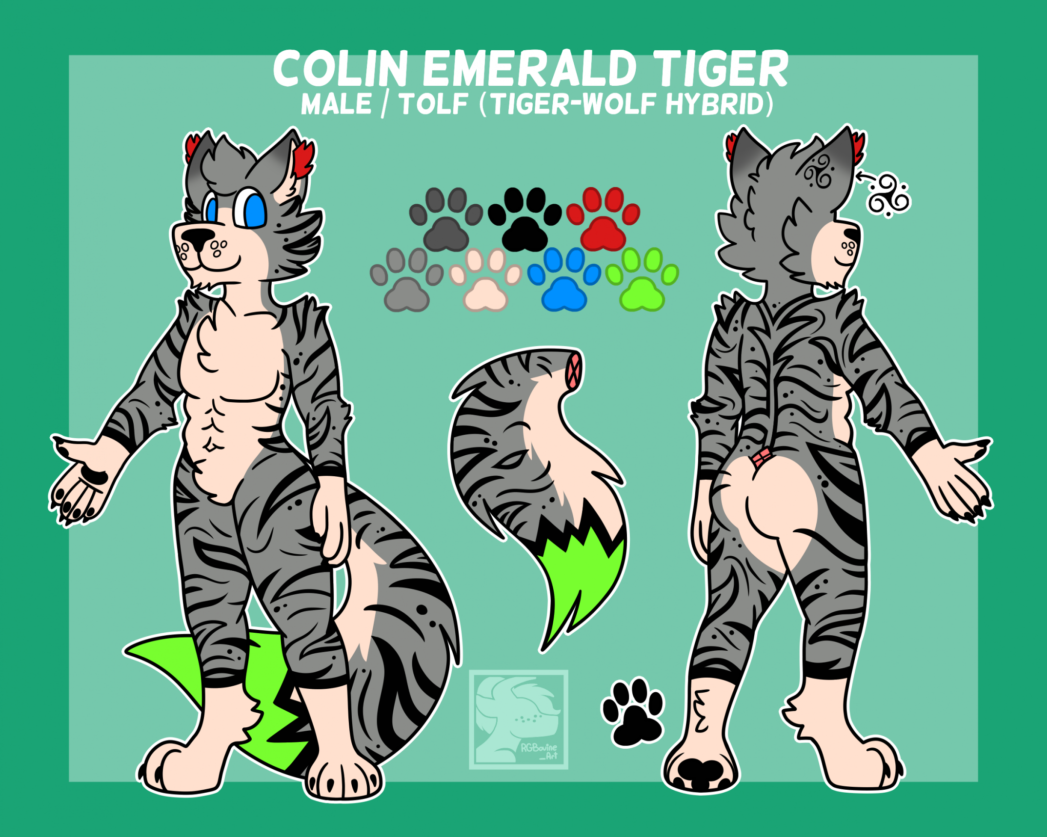 Ref Sheet - Colin Emerald Tiger by EmeraldTiger64 -- Fur