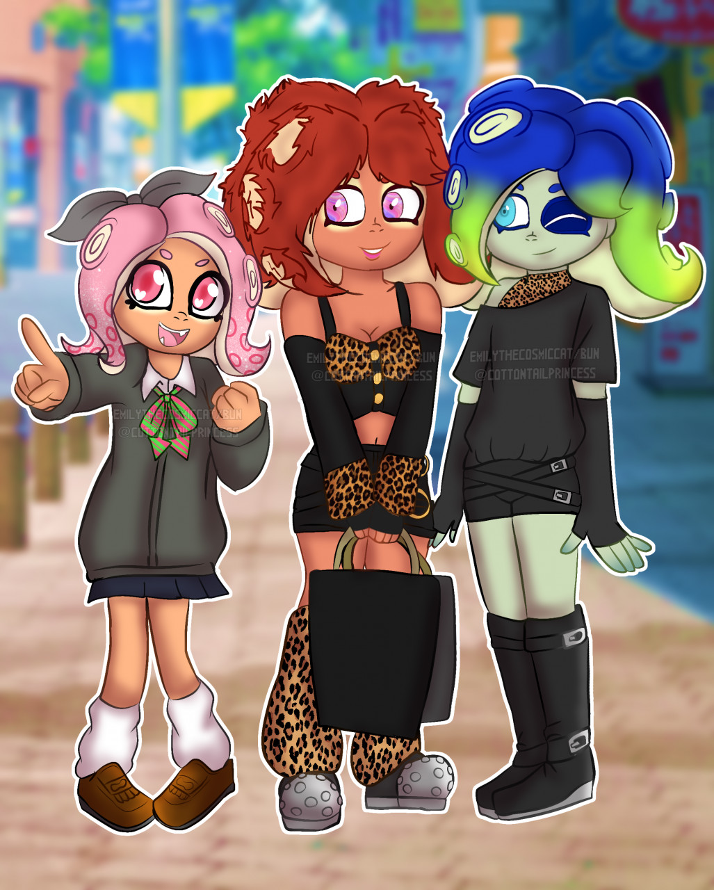 Octoling Gals Go Shopping! by EmilyTheCosmicCat -- Fur Affinity [dot] net