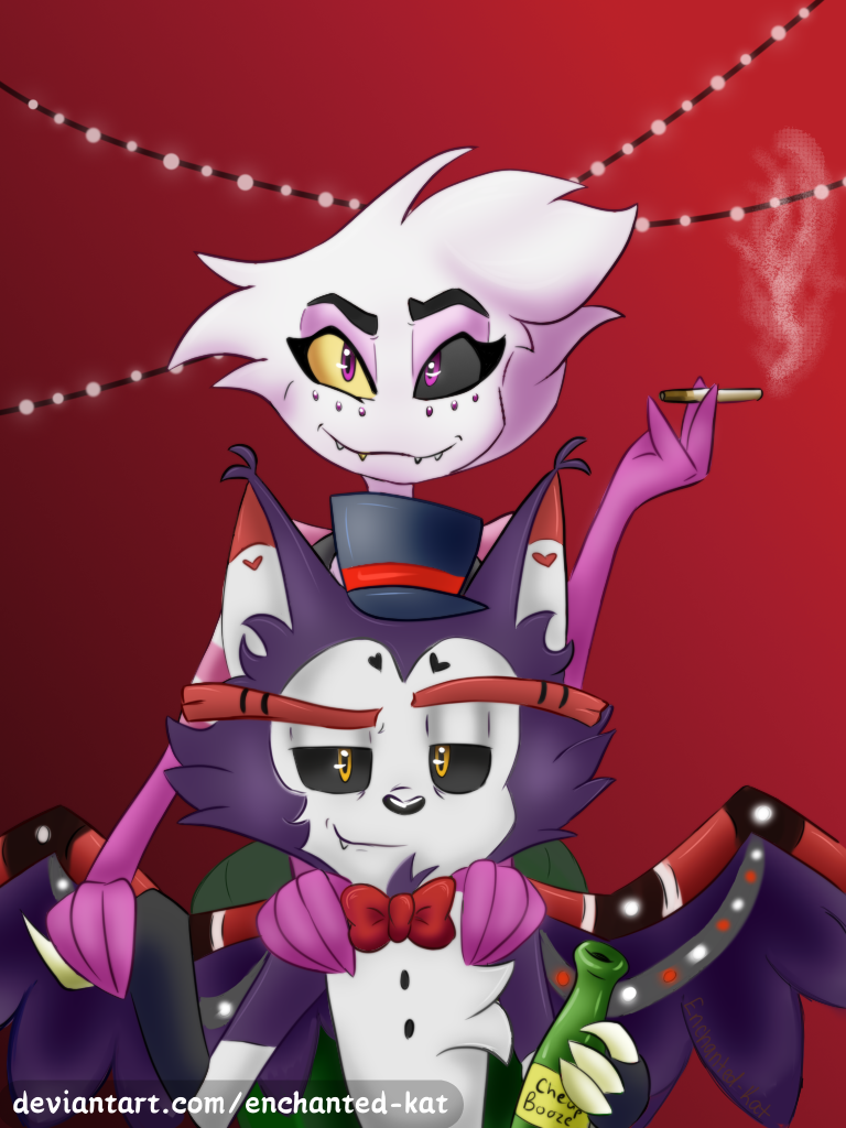 Hazbin Hotel: Angel Dust and Husk by Enchanted-Kat -- Fur Affinity [dot] net