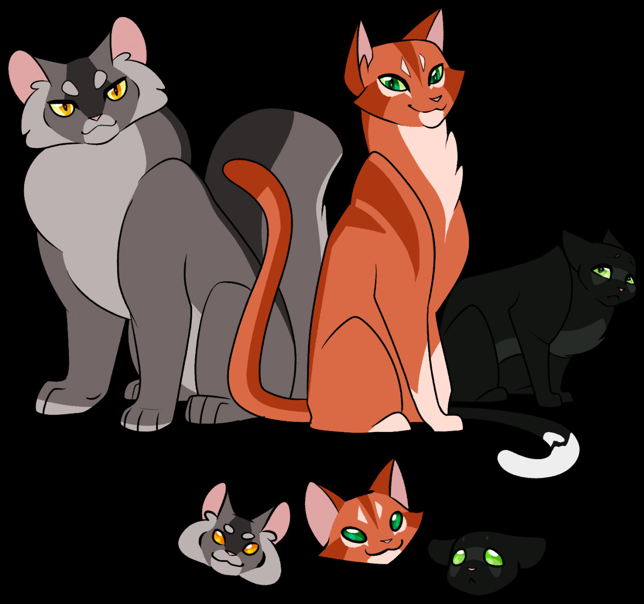 Warrior Cats- Firepaw, Graypaw, Ravenpaw by Woofstep -- Fur Affinity [dot]  net