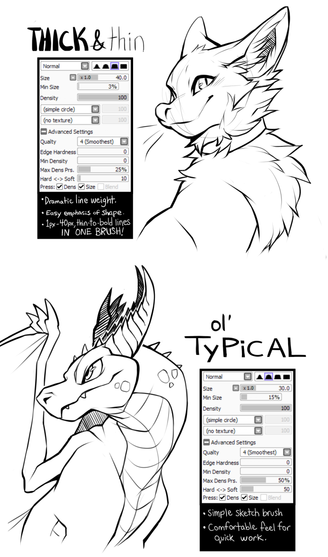 paint tool sai brush settings lineart