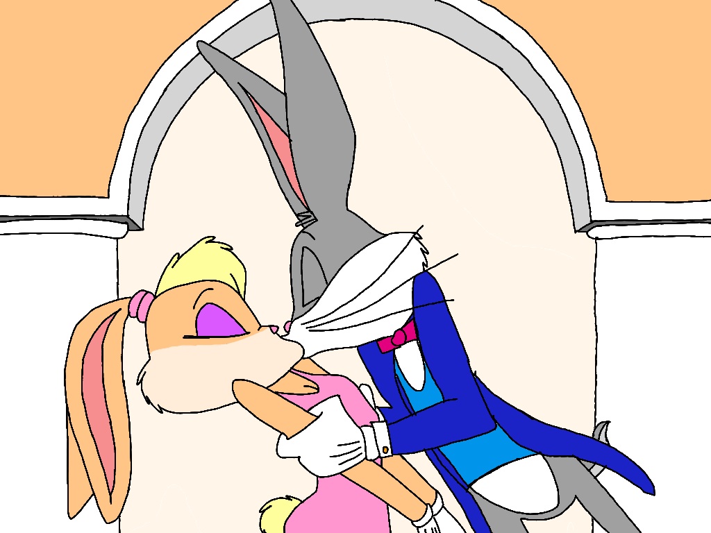 Bugs Bunny Kiss Lola Bunny at a Party. 
