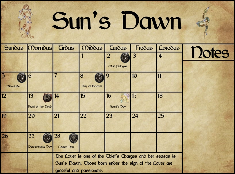 The Elder Scrolls February Calendar By Fayola418 Fur Affinity Dot Net