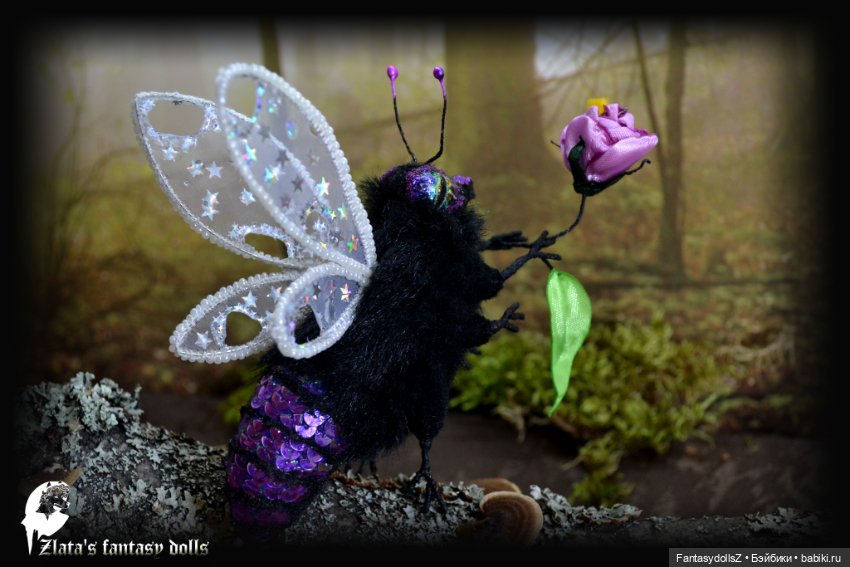 Dragon black-violet bumblebee Soft Sculpture