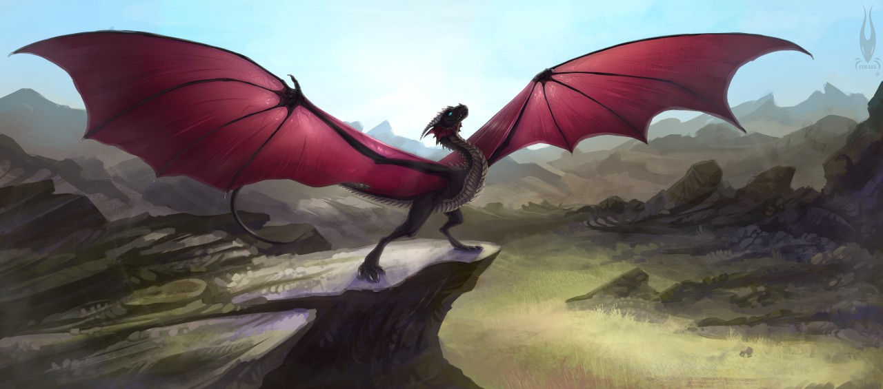 outstretched dragon wings