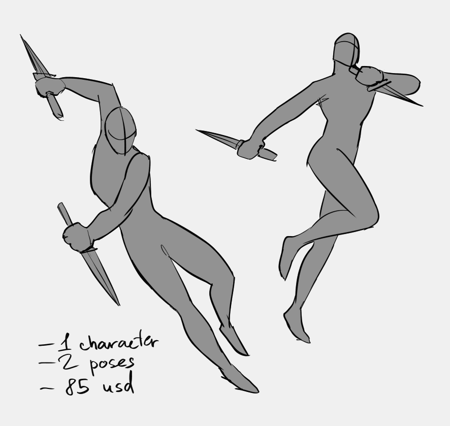 2 handed Long Poses