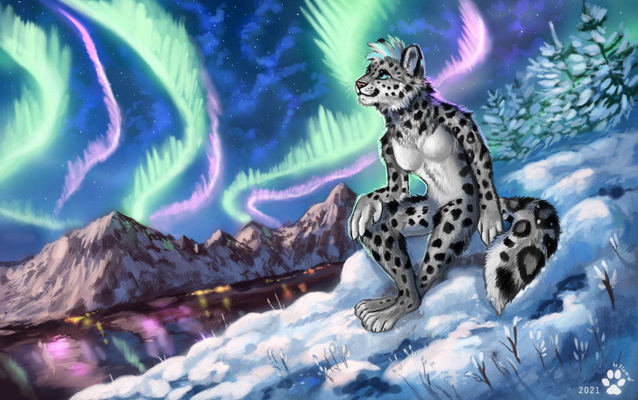 Furry snow leopard. Ирбис фурри. Фурри Северное сияние. Леопард Aurora. Snow Leopard furry.