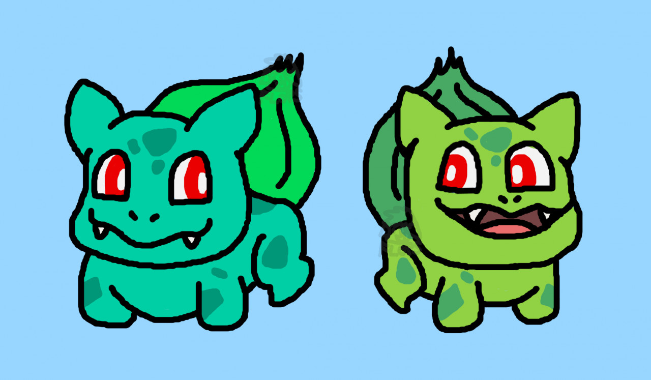 Bulbasaur, Shiny Bulbasaur, pile, cute; Pokémon