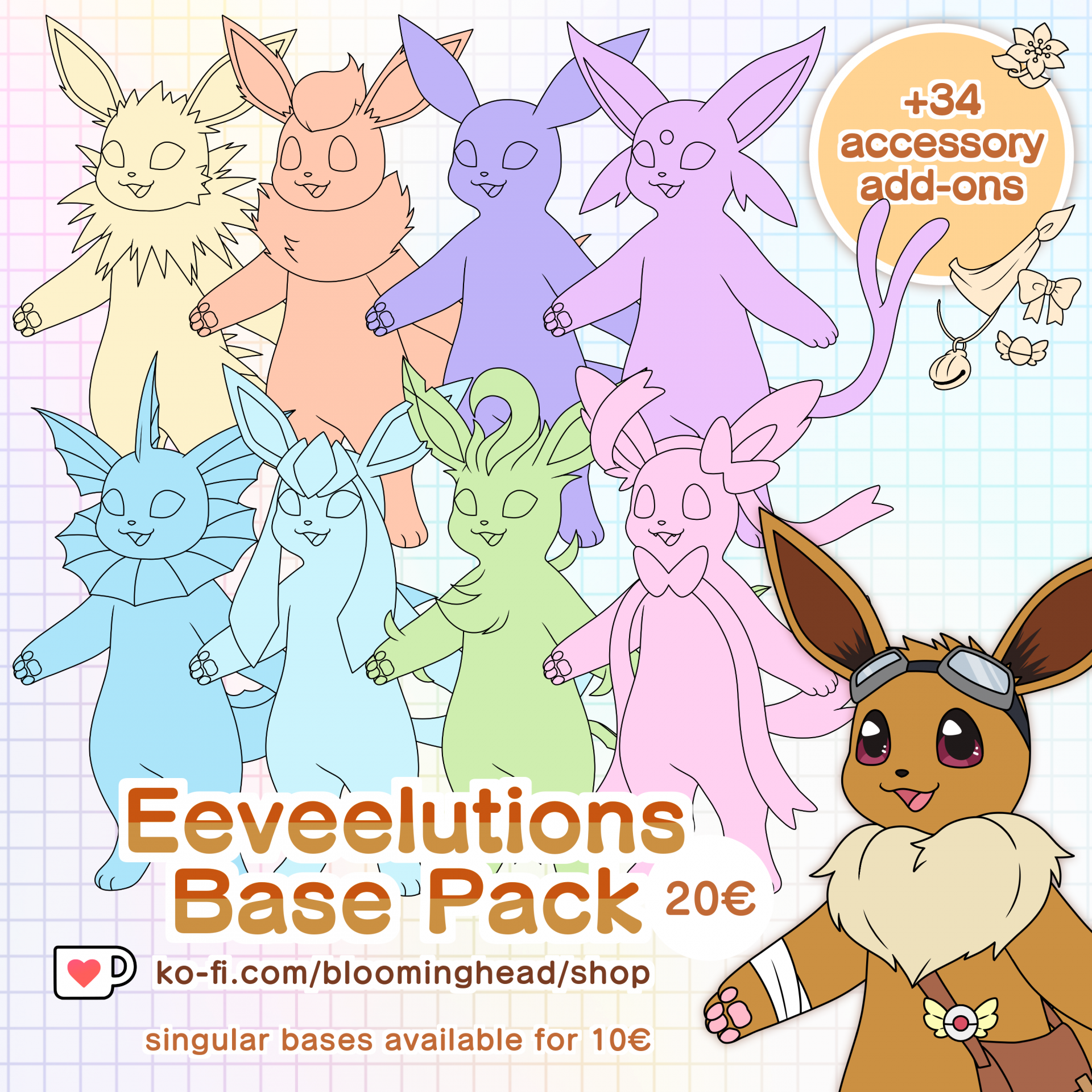 Eeveelution Base Bundle - LYNX3000's Ko-fi Shop - Ko-fi ❤️ Where creators  get support from fans through donations, memberships, shop sales and more!  The original 'Buy Me a Coffee' Page.