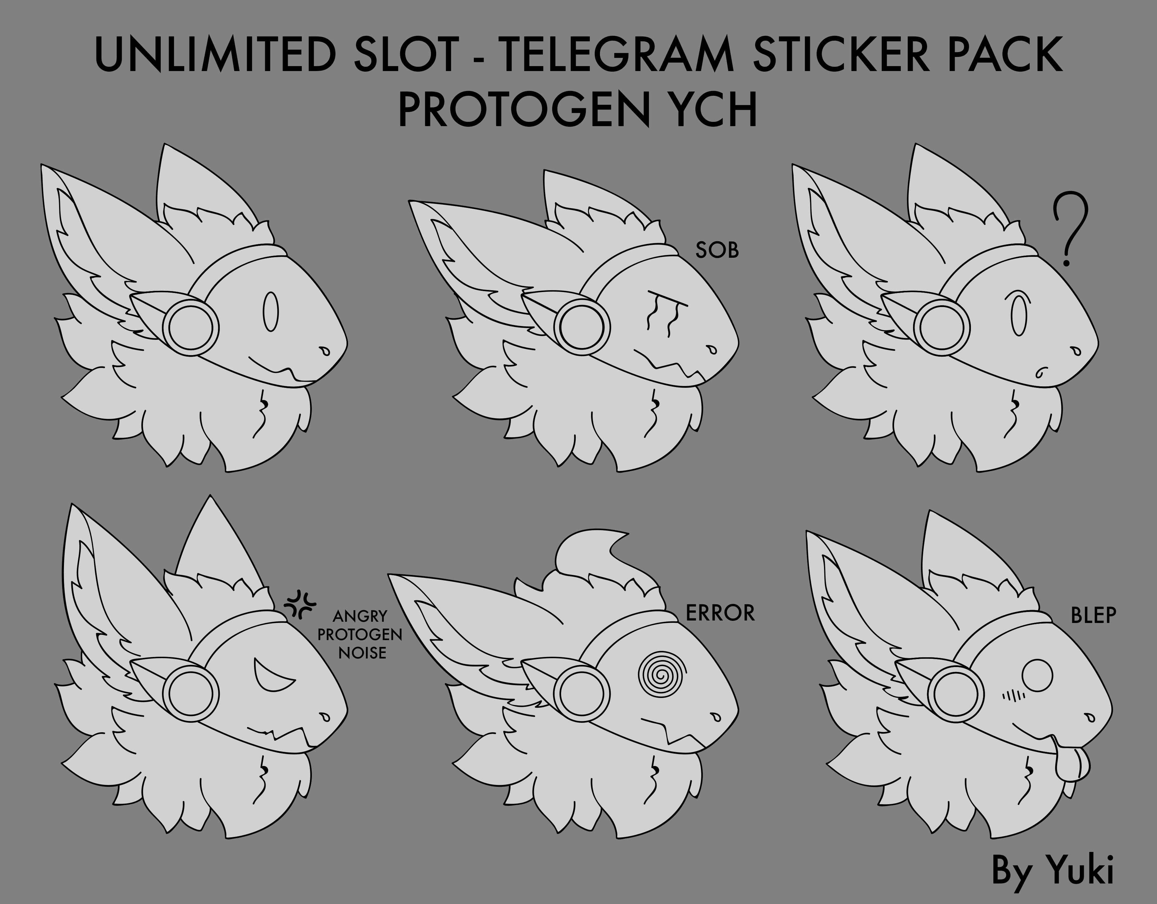 Digital Protogen Furry Lineart Bases for Telegram Stickers