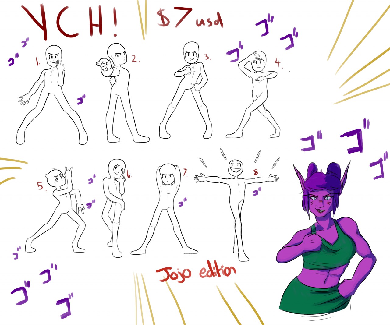 JoJo pose! - YCH Auction [OPEN] by AngryWaffle -- Fur Affinity [dot] net