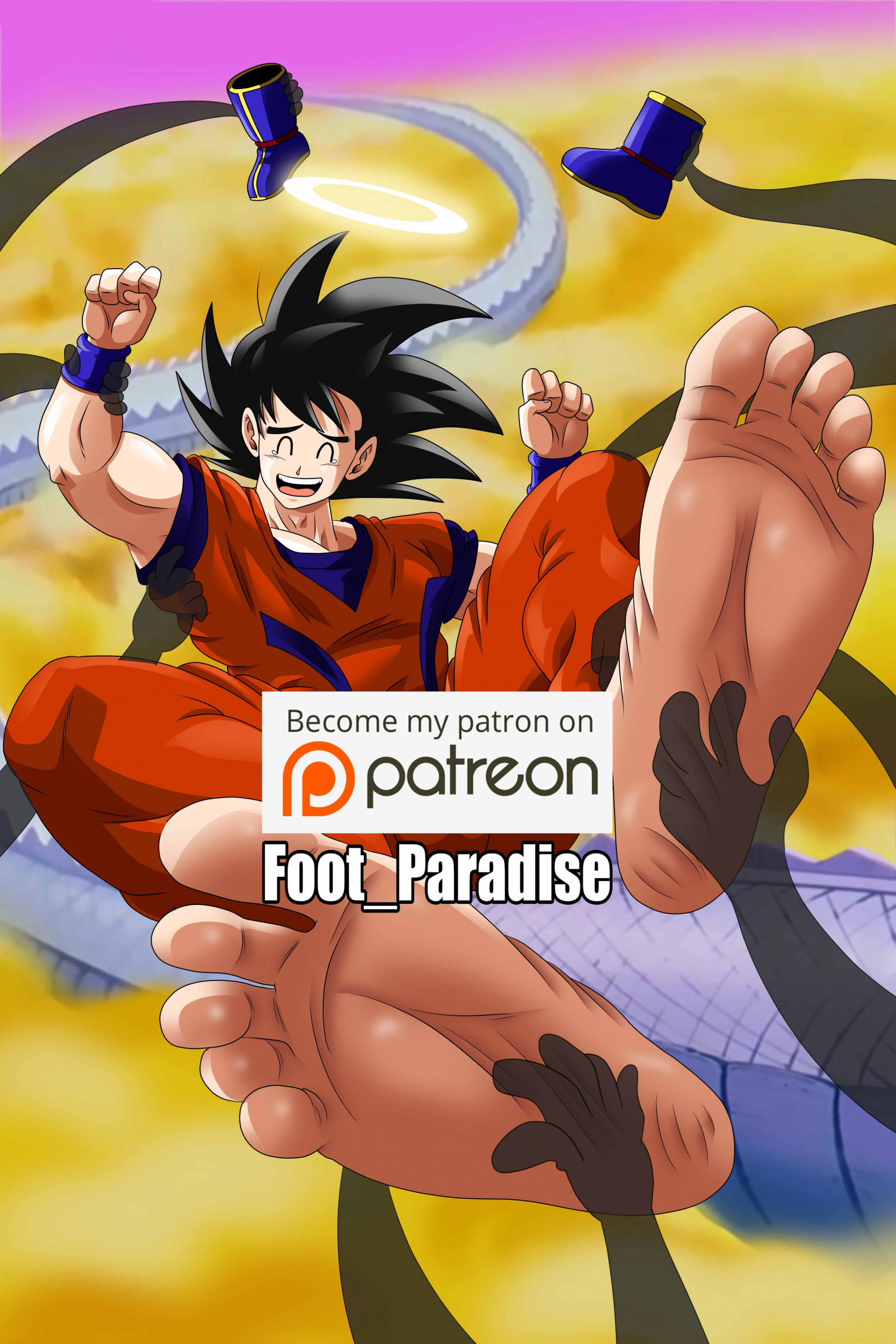 Goku - Tickling by Footparadiseart -- Fur Affinity [dot] net