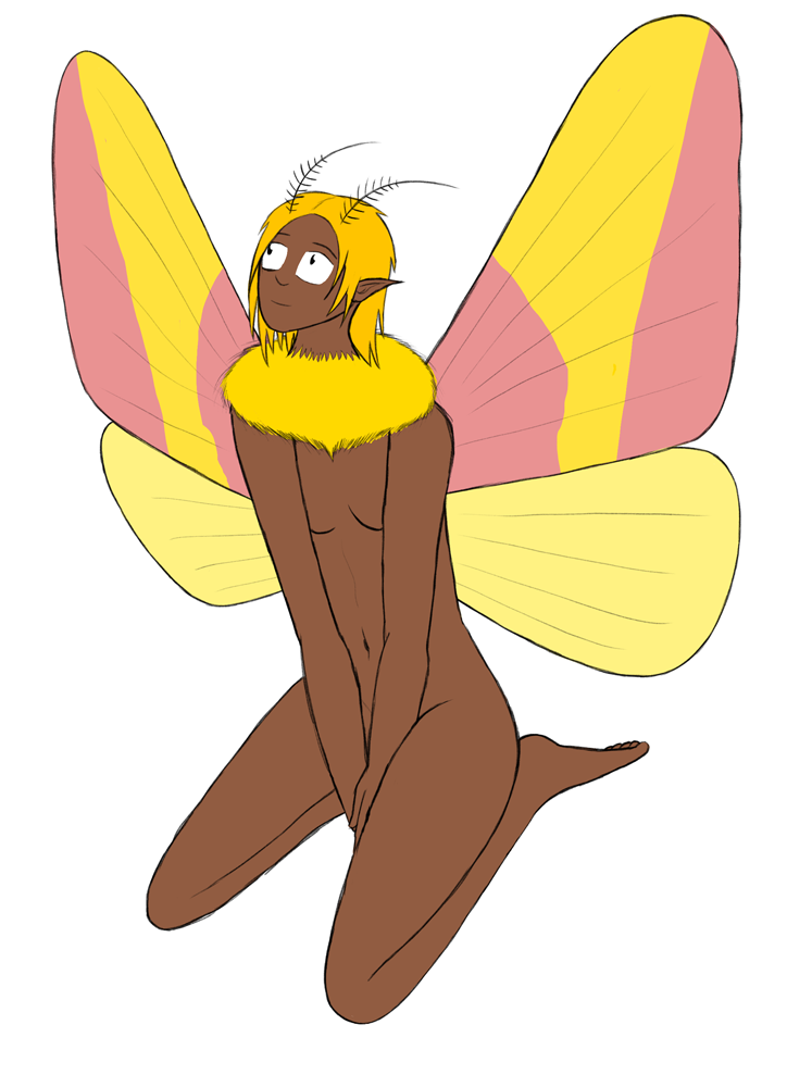 Rosy Maple Moth Girl. 