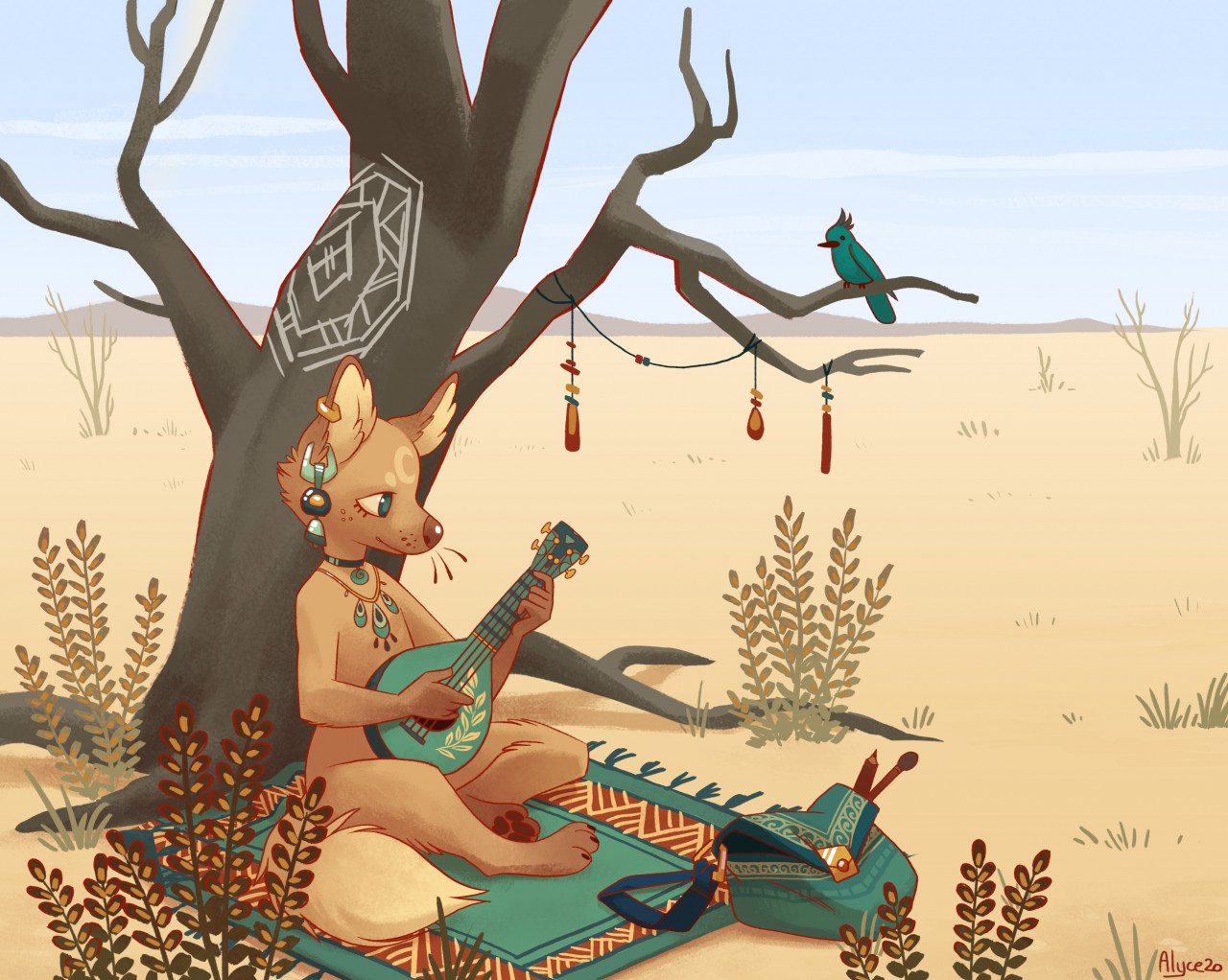 fox playing mandolin