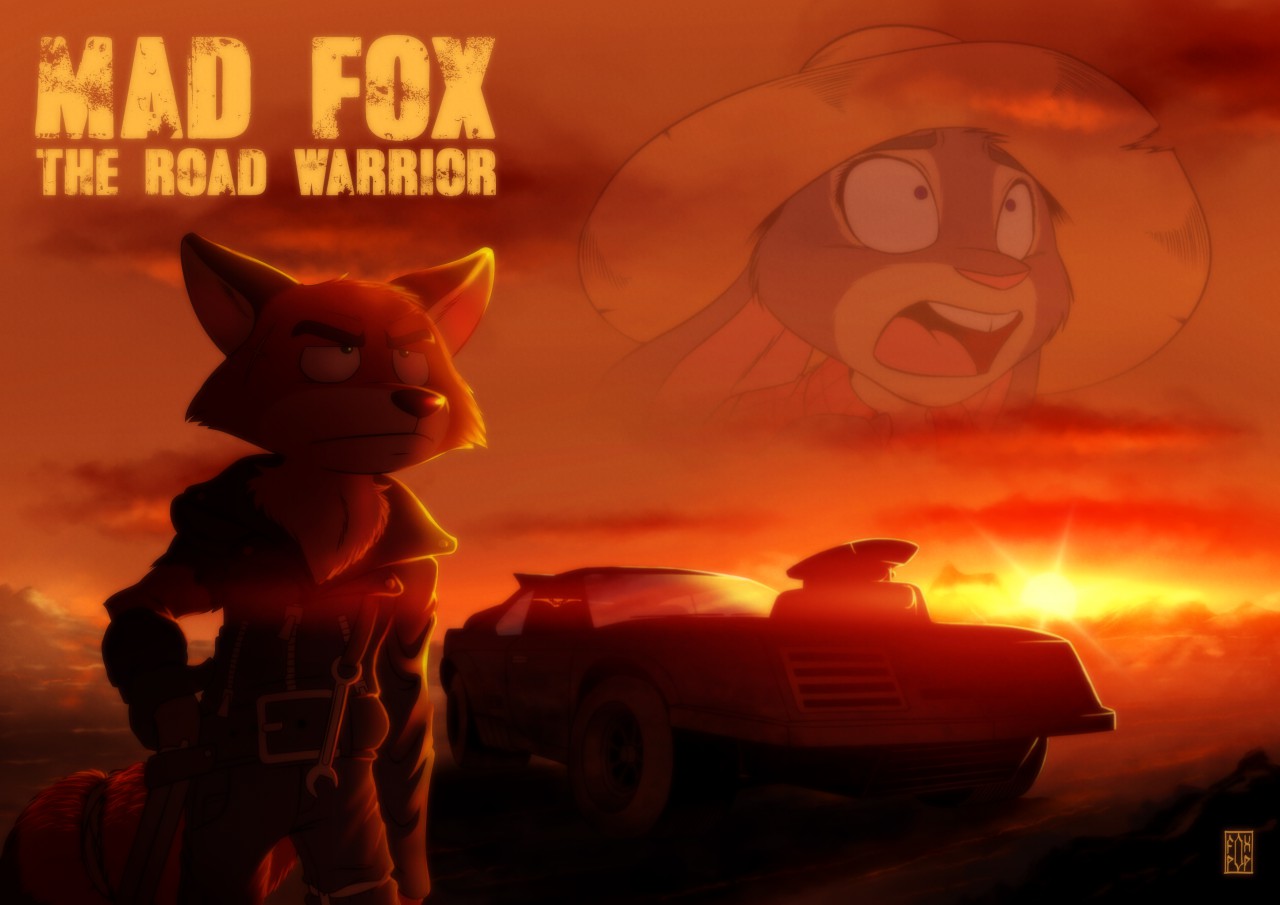 Mad fox. Mad Max zootopia. Зверополис кроссовер на безумного Макса. Зоотопия кавер Мэд Макс. Ник Уайлд кавер Mad Max.