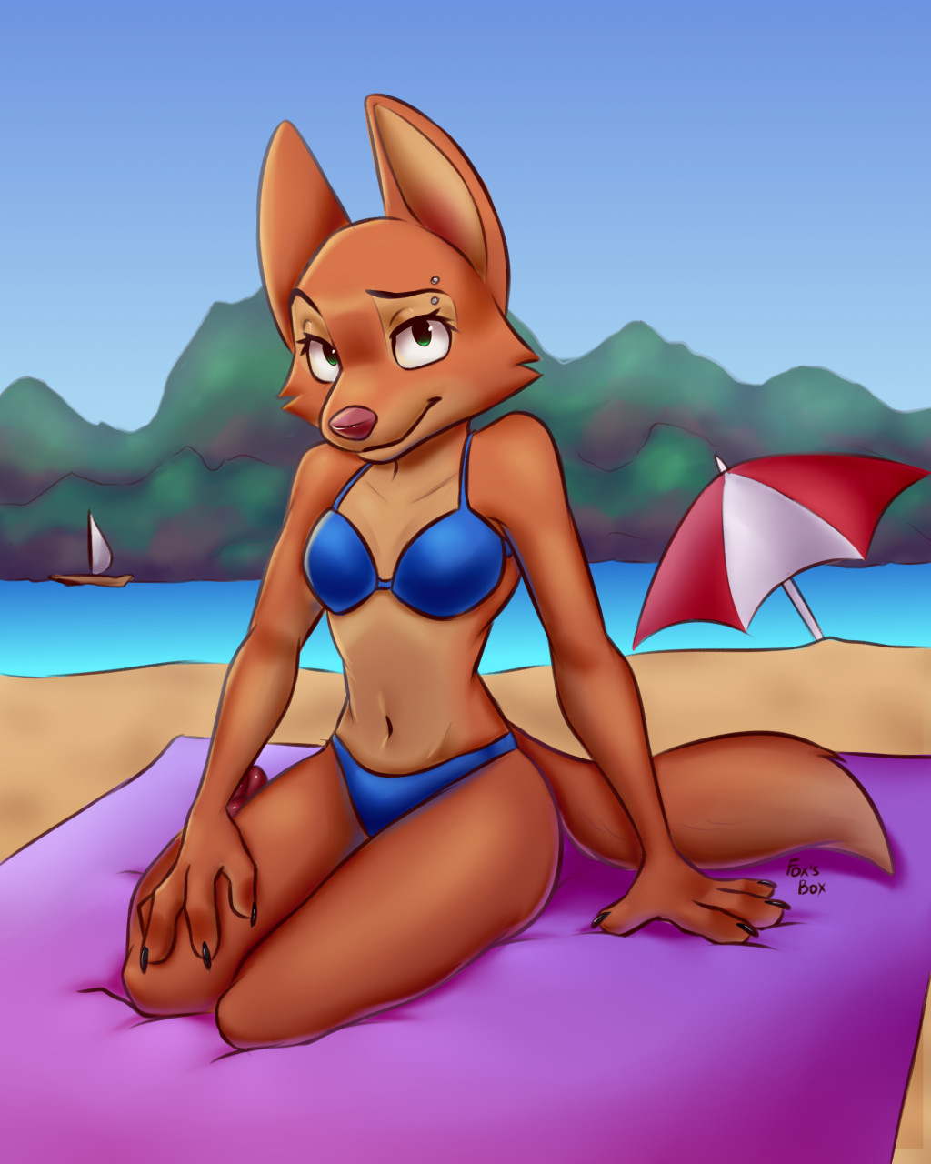 Diane Foxington on the beach by Fox.s_Box -- Fur Affinity [dot] net